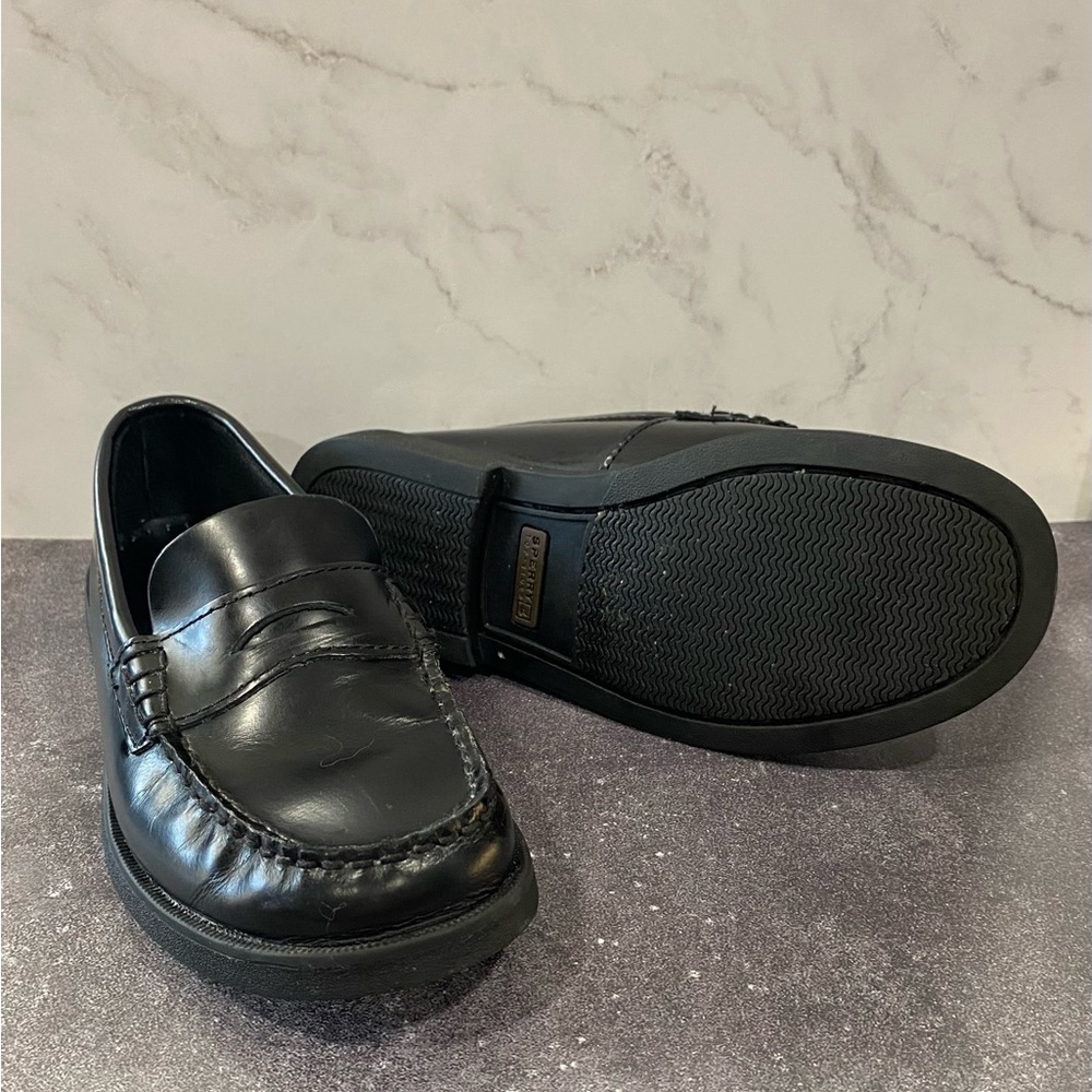 Sperry Top-Sider ‘Colton’ Boys Black Leather Loafers Size 1.5M - Picture 6 of 13